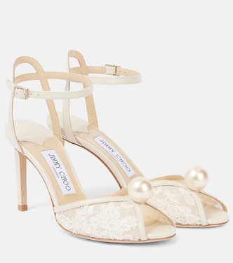 Sacora 85 leather and lace sandals | Jimmy Choo