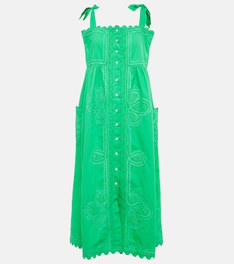 Embroidered cotton poplin midi dress | Juliet Dunn