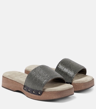 Embellished clog slides | Brunello Cucinelli