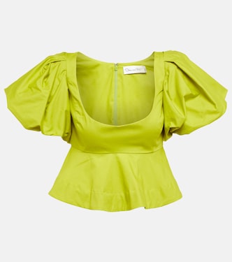 Peplum cotton crop top | Oscar de la Renta