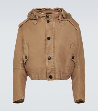 Faux fur-trimmed bomber jacket  | Prada