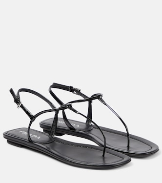 Patent leather thong sandals | Prada
