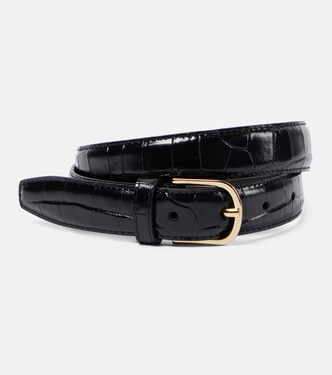 Slim croc-effect leather belt | Toteme