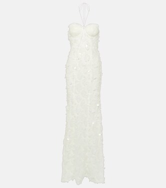 Bridal sequined halterneck tulle gown | Rotate