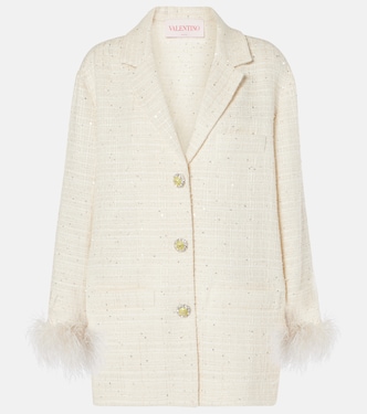 Chaqueta Mossi de tweed con plumas | Valentino