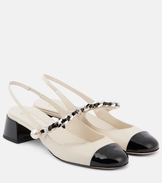 Embellished leather slingback pumps | Miu Miu