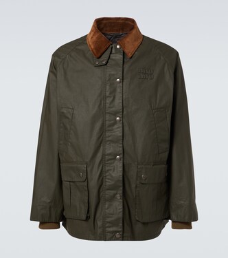 Corduroy-trimmed poplin field jacket | Miu Miu