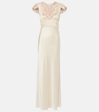 Lace-trimmed silk satin maxi dress | Chloé