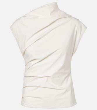 Ruched cotton-blend top  | Ganni
