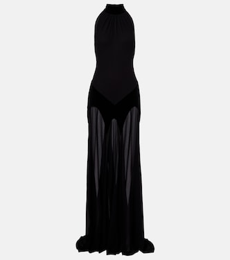 Velvet-trimmed silk georgette gown | McQueen
