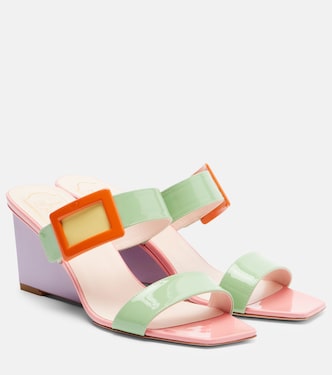 Belle Vivier 60 patent leather wedge mules | Roger Vivier