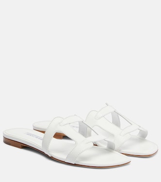 Pantoletten Grellanuflat aus Leder | Manolo Blahnik