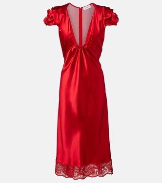 Lace-trimmed satin midi dress | McQueen