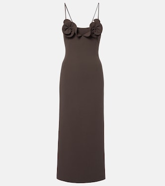 Floral-appliqué wool-blend midi dress | Magda Butrym