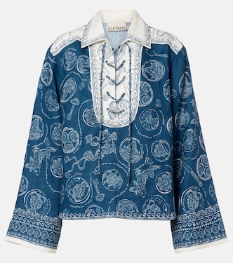 بلوزة من الكتان بطبعات Lucky | Alémais