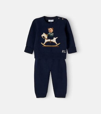 婴幼儿 — Polo Bear嵌花毛衣与裤子套装 | Polo Ralph Lauren Kids