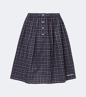Checked cotton poplin miniskirt | Miu Miu