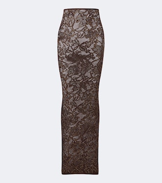 Embellished silk-blend lace maxi skirt | Gucci