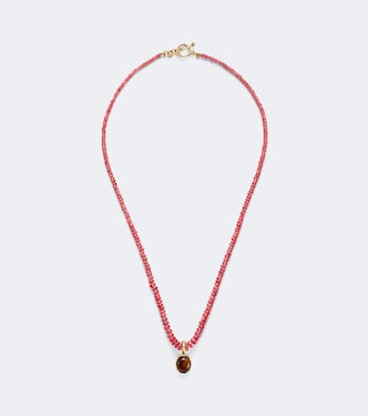 Halskette aus 18kt Gelbgold mit Spinellen und Tigerauge | Octavia Elizabeth