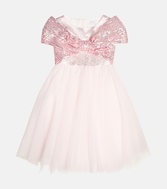 Robe en brocart et tulle à sequins | Monnalisa