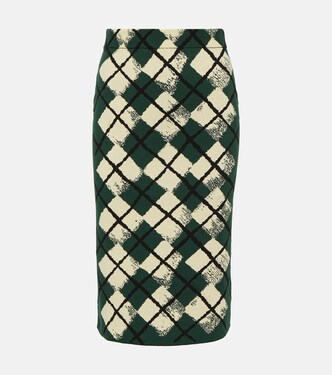 Checked cotton midi skirt | Burberry