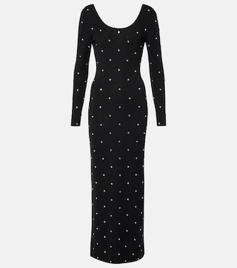 Crystal-embellished virgin wool midi dress | Versace