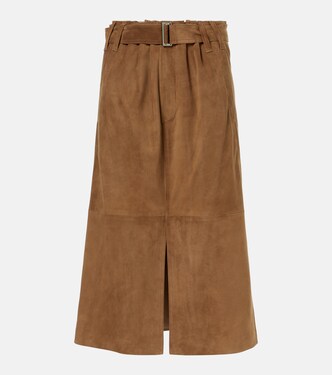 Suede midi skirt | Brunello Cucinelli