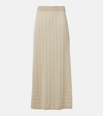 Striped cotton and silk maxi skirt | Joseph
