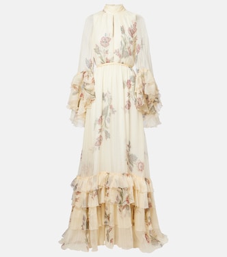 Robe longue en crêpe de soie à fleurs  | Etro