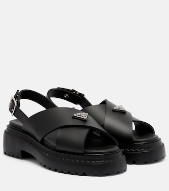 Logo rubber platform sandals | Prada