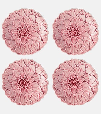 Maria Flor Dahlia set of 4 ceramic dinner plates | Bordallo Pinheiro