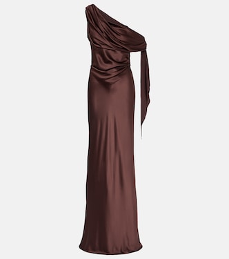 Draped asymmetrical silk satin gown | The Sei