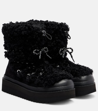 Mellow shearling and suede lace-up boots | Tory Burch
