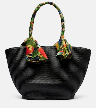 Tote Bag Basket Medium aus Raffiabast mit Seide | Farm Rio