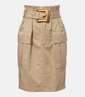 Belted cotton gabardine miniskirt | Balmain