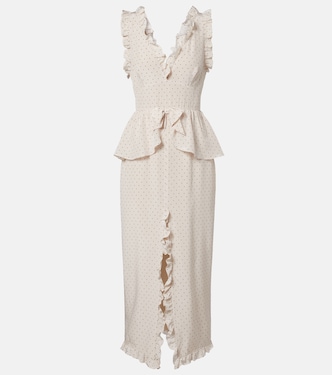 Polka-dot peplum silk midi dress | Alessandra Rich