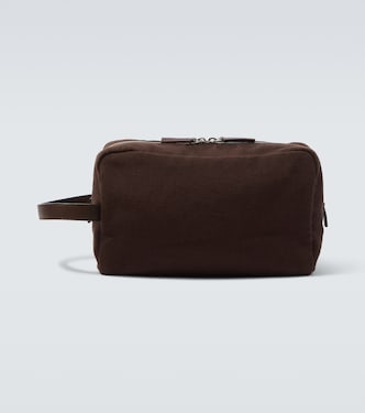 Astra leather-trimmed canvas pouch | The Row