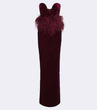 Sienna feather-trimmed velvet gown | The New Arrivals Ilkyaz Ozel