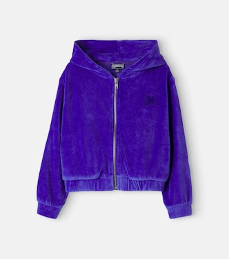 Logo velvet zip-up hoodie | Vilebrequin Kids