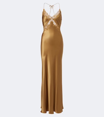 Slipdress Windsor aus Seidensatin mit Spitze | Rebecca Vallance