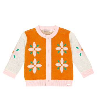 Baby Tiny Flowers cotton and wool cardigan | Tinycottons