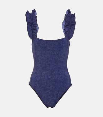 Nori ruffled denim swimsuit  | Karla Colletto