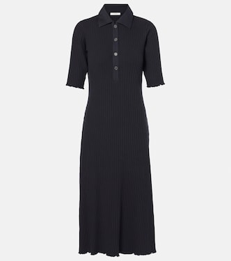 Ribbed-knit cotton-blend polo dress | Vince