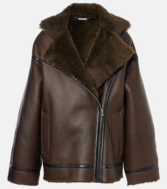 Jacqueline shearling-trimmed leather jacket | Nour Hammour