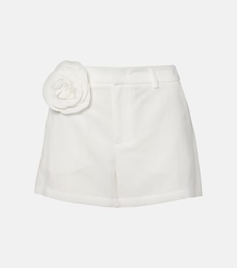 Floral-appliqué gabardine shorts | Blumarine