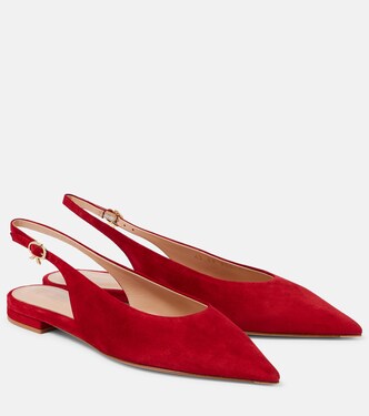 Slingback-Ballerinas aus Veloursleder | Gianvito Rossi
