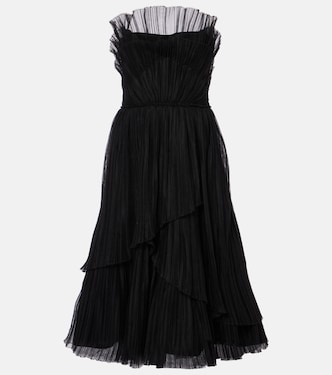 Dorea plissé tiered cocktail dress | Costarellos