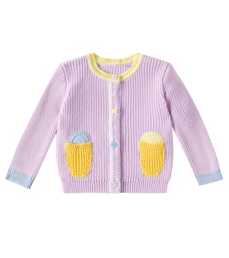 Ribbed-knit embroidered cotton cardigan | Stella McCartney Kids
