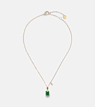 18kt gold pendant necklace with emeralds and diamond | Shay Jewelry