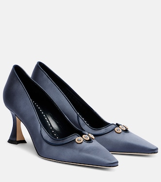 Pumps Amala 70 aus Satin mit Kristallen | Manolo Blahnik